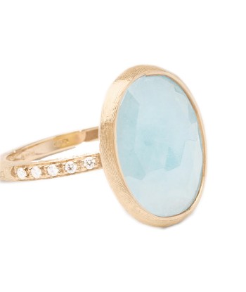 Marco Bicego 18K Yellow Gold Aquamarine Ring with Diamond Pave Shank Comparez et commandez 