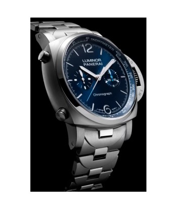 Pre-owned Panerai PAM01110 Blue Luminor Chronograph Steel Limited Watch 44mm 50% de réduction en Octobre 2024