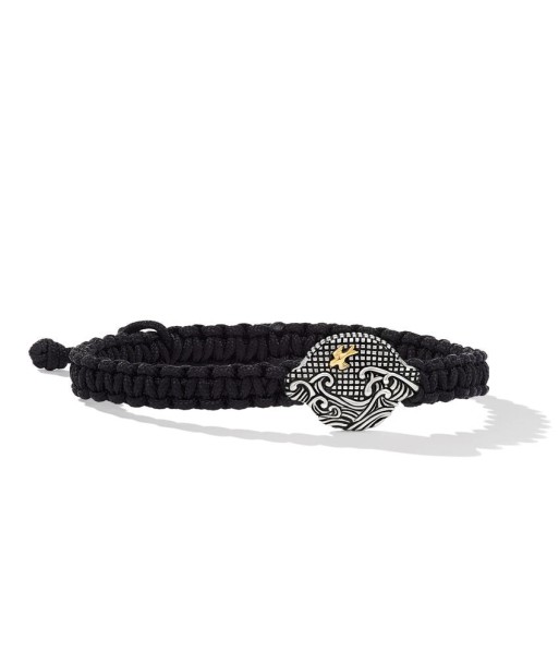 DY Gents Waves Black Nylon Woven Station Bracelet with Sterling Silver and 18K Yellow Gold, 15mm suggérées chez