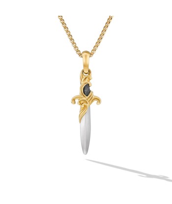 DY Waves Dagger Amulet in Sterling Silver with 18K Yellow Gold, 31mm acheter en ligne