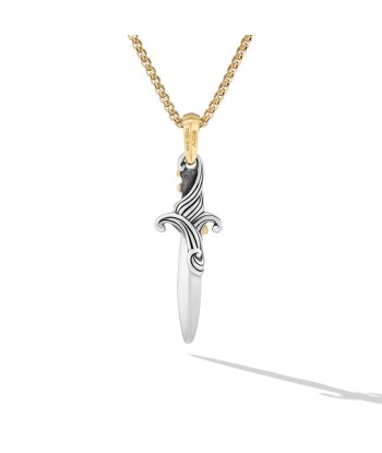 DY Waves Dagger Amulet in Sterling Silver with 18K Yellow Gold, 31mm acheter en ligne