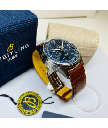 Pre-Owned Breitling Premier B15 Duograph Blue Leather 42mm AB1510171C1P1 rembourrage situé sous