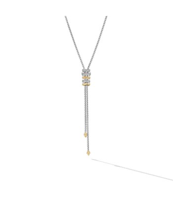 David Yurman Zig Zag Stax Y Necklace in Sterling Silver with 18K Yellow Gold and Diamonds Economisez 