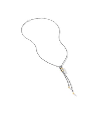 David Yurman Zig Zag Stax Y Necklace in Sterling Silver with 18K Yellow Gold and Diamonds Economisez 