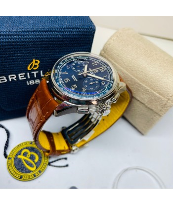 Pre-Owned Breitling Premier B15 Duograph Blue Leather 42mm AB1510171C1P1 rembourrage situé sous