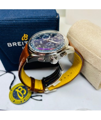 Pre-Owned Breitling Premier B15 Duograph Blue Leather 42mm AB1510171C1P1 rembourrage situé sous