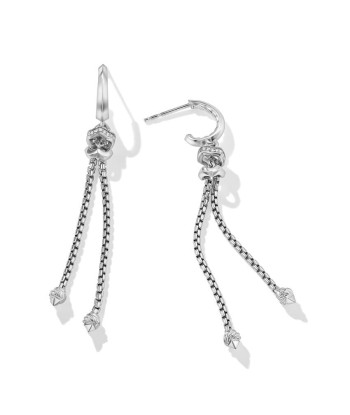 David Yurman Zig Zag Stax Chain Drop Earrings in Sterling Silver with Diamonds, 66mm est présent 