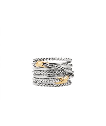 David Yurman Crossover Double X Sterling Silver & 18K Gold Ring ouvre sa boutique