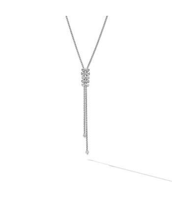 David Yurman Zig Zag Stax Y Necklace in Sterling Silver with Diamonds de votre