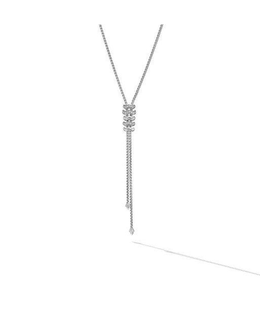 David Yurman Zig Zag Stax Y Necklace in Sterling Silver with Diamonds de votre