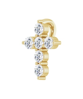 14k Yellow Gold 6-Stone Prong Set Diamond Cross Pendant solde