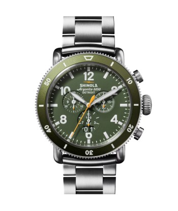 Shinola 48MM Runwell Sport Chrono 48mm Green Titanium Watch S0120282839 Toutes les collections ici