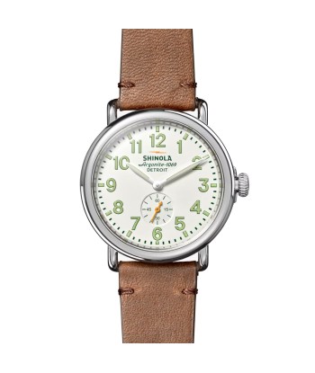 Shinola 41MM Runwell Velvet Alabaster with Green Tan Leather Watch S0120282832 de l' environnement