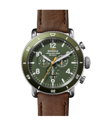 Shinola 48MM Runwell Sport Chrono 48mm Green Titanium Watch S0120282839 Toutes les collections ici