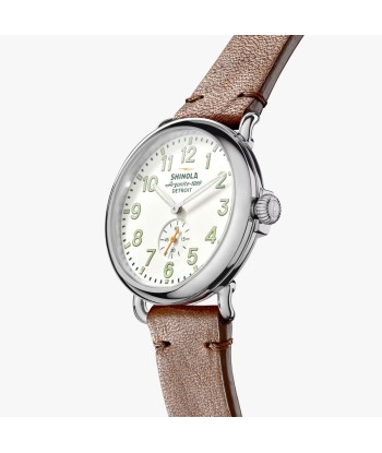 Shinola 41MM Runwell Velvet Alabaster with Green Tan Leather Watch S0120282832 de l' environnement