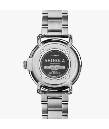 Shinola 41MM Runwell Velvet Alabaster with Blue Index Steel Watch S0120282831 pas cher