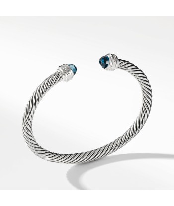 David Yurman 5MM Cable Bracelet with Hampton Blue Topaz and Diamonds plus qu'un jeu 