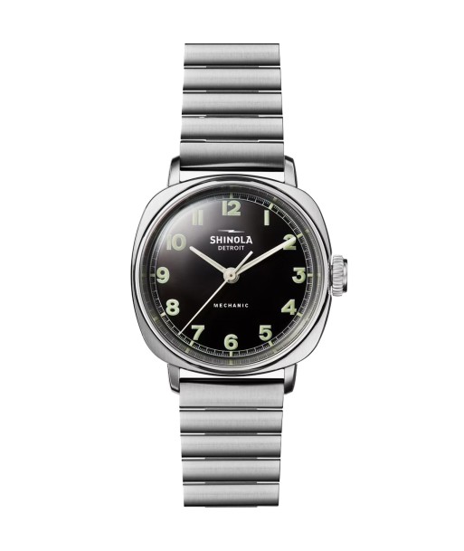 Shinola 39mm The Mechanic Watch Black Dial Steel Bracelet S0120282834 en linge