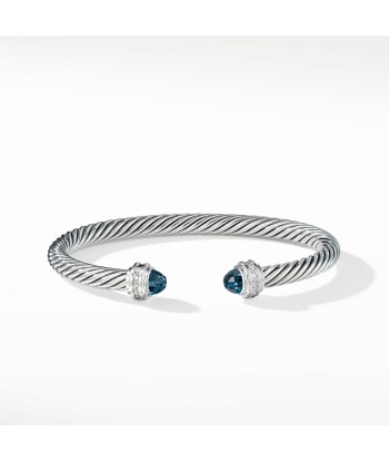 David Yurman 5MM Cable Bracelet with Hampton Blue Topaz and Diamonds plus qu'un jeu 