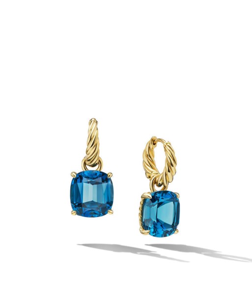 David Yurman Marbella Drop Earrings in 18K Yellow Gold with Hampton Blue Topaz, 25mm Dans la société mordern