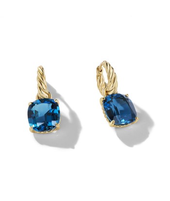 David Yurman Marbella Drop Earrings in 18K Yellow Gold with Hampton Blue Topaz, 25mm Dans la société mordern