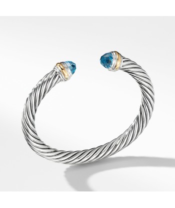 David Yurman 7MM Cable Bracelet with Blue topaz and 14K Gold de technologie