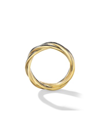 DY Gents Helios Band Ring in 18K Yellow Gold with Forged Carbon, 6mm Pour