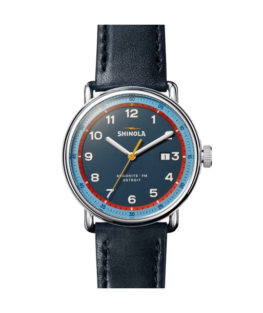 Shinola Canfield Model C56 43mm GT Blue Dial Navy Leather S0120289728 en ligne des produits 