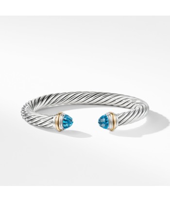 David Yurman 7MM Cable Bracelet with Blue topaz and 14K Gold de technologie