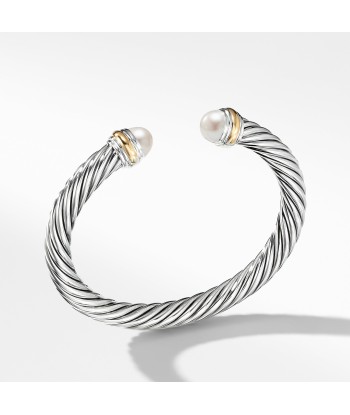 David Yurman 7MM Cable Bracelet with Pearl and 14K Gold la colonne vertébrale