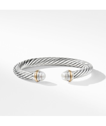 David Yurman 7MM Cable Bracelet with Pearl and 14K Gold la colonne vertébrale