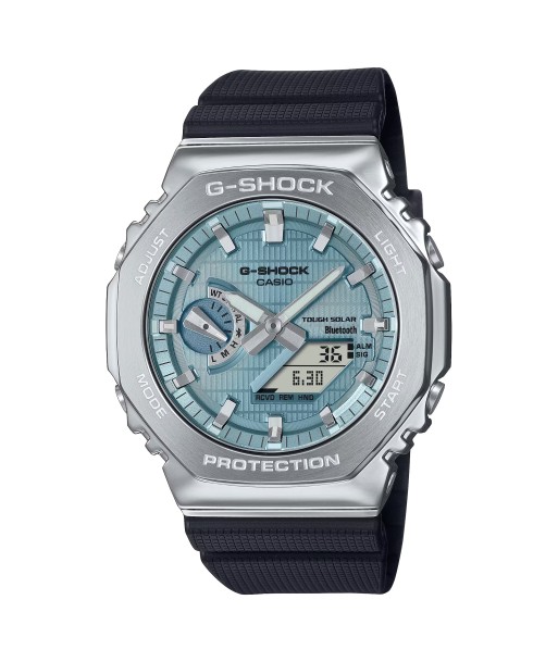 Casio G-Shock Black Steel Blue CasiOak GBM2100A-1A2 Bluetooth Solar Watch destockage