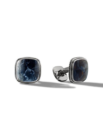 David Yurman Exotic Stone Cufflinks in Sterling Silver with Pietersite, 18mm brillant des détails fins