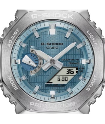 Casio G-Shock Black Steel Blue CasiOak GBM2100A-1A2 Bluetooth Solar Watch destockage