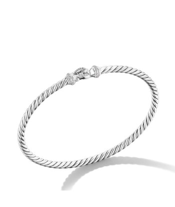 David Yurman Buckle Classic Cable Bracelet in Sterling Silver with Diamonds, 3mm soldes