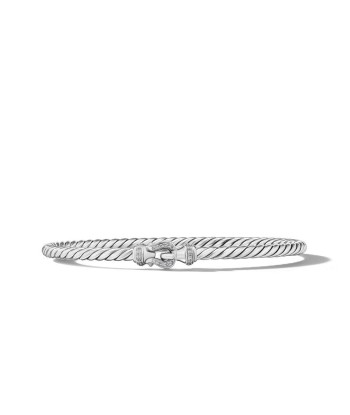 David Yurman Buckle Classic Cable Bracelet in Sterling Silver with Diamonds, 3mm soldes