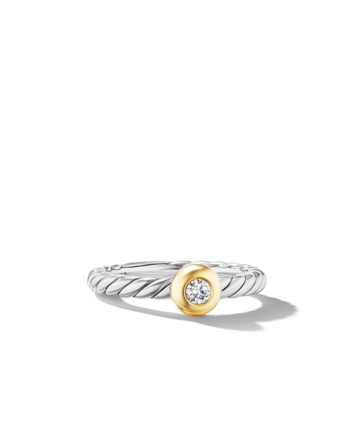 DY Petite Cable Ring in Sterling Silver with 14K Yellow Gold and Center Diamond, 2.8mm une grave pollution 