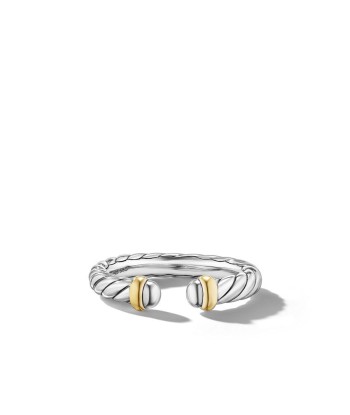 DY Petite Cable Ring in Sterling Silver with 14K Yellow Gold, 3.4mm brillant des détails fins