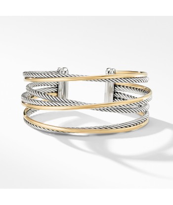 David Yurman Crossover Four-Row Cuff Bracelet with Gold Fin de série