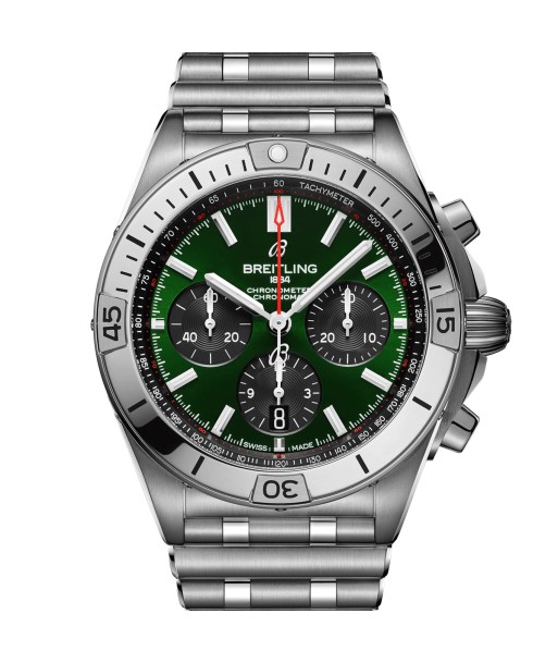 Pre-owned Breitling Chronomat Green Steel Chronograph B01 42 AB0134101L1A1 Les êtres humains sont 