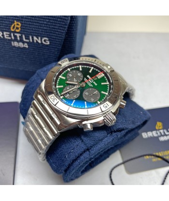 Pre-owned Breitling Chronomat Green Steel Chronograph B01 42 AB0134101L1A1 Les êtres humains sont 