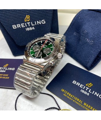 Pre-owned Breitling Chronomat Green Steel Chronograph B01 42 AB0134101L1A1 Les êtres humains sont 