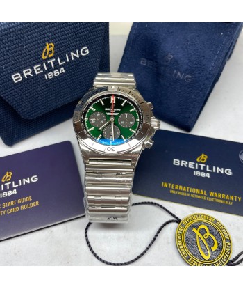 Pre-owned Breitling Chronomat Green Steel Chronograph B01 42 AB0134101L1A1 Les êtres humains sont 