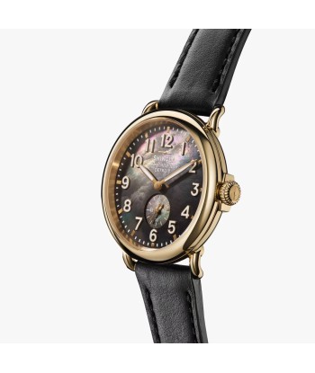 Shinola 41MM Runwell Black Mother of Pearl Dial Gold PVD Case Watch S0120292980 des créatures d'habitude