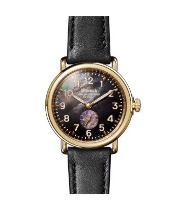 Shinola 41MM Runwell Black Mother of Pearl Dial Gold PVD Case Watch S0120292980 des créatures d'habitude