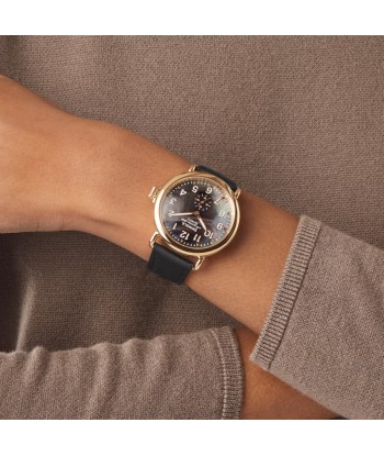 Shinola 41MM Runwell Black Mother of Pearl Dial Gold PVD Case Watch S0120292980 des créatures d'habitude