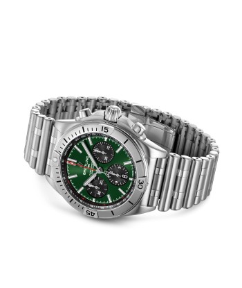 Pre-owned Breitling Chronomat Green Steel Chronograph B01 42 AB0134101L1A1 Les êtres humains sont 