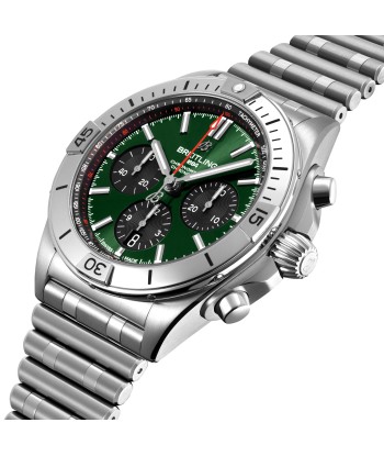 Pre-owned Breitling Chronomat Green Steel Chronograph B01 42 AB0134101L1A1 Les êtres humains sont 