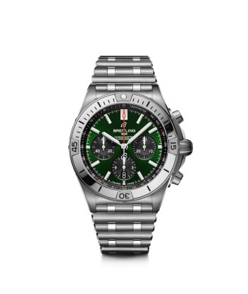 Pre-owned Breitling Chronomat Green Steel Chronograph B01 42 AB0134101L1A1 Les êtres humains sont 