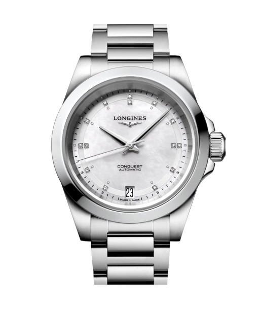 Longines Conquest Diamond Mother of Pearl Women's Watch L3.430.4.87.6 34mm solde